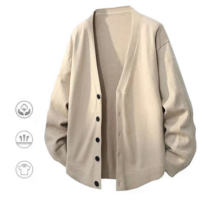 Herren Cardigan Strickjacke V-Ausschnitt Knopfleiste