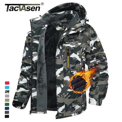 Herren Winterjacke mit Kapuze Gefütterte Outdoor-Jacke Wasserabweisend Warm