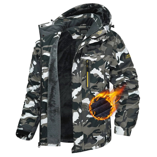 Herren Winterjacke mit Kapuze Gefütterte Outdoor-Jacke Wasserabweisend Warm
