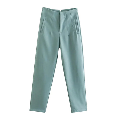 Damen Chinohose High Waist Gerade Beine Elegante Stoffhose Freizeithose
