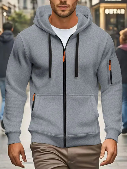 Herren Kapuzenjacke mit Reißverschluss und Kontrastdetails