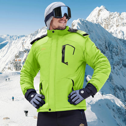 Herren Winterjacke Wasserdicht Skijacke mit Kapuze Outdoor Jacke Warm