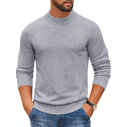 Herren Rollkragenpullover Langarm Strickpullover Rippbündchen Uni-Farben