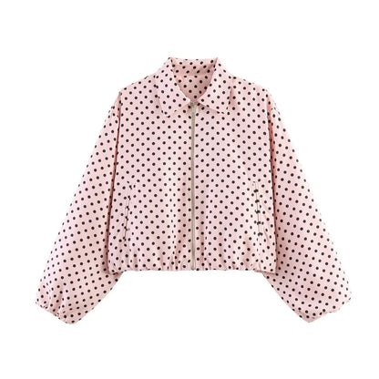 Damen Cropped Jacke Reißverschluss Stehkragen Langarm