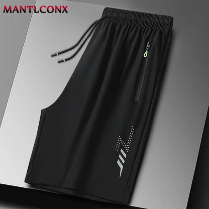 Herren Caprihose Sporthose Jogginghose Dunkelgrau mit Reißverschlusstaschen