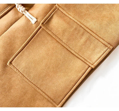 Damen Dufflecoat mit Kapuze und Plüschfutter, Karamellbraun