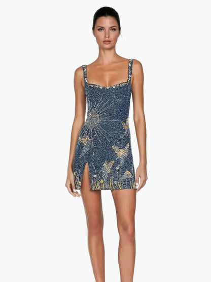 Damen Mini Partykleid mit Glitzereffekt und figurbetontem Schnitt – Elegantes Abend- und Eventkleid