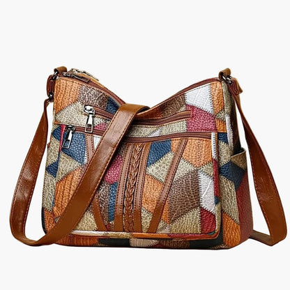 Damen Umhängetasche Patchwork Vintage Stil – Modische Schultertasche für Alltag und Freizeit