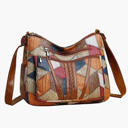Damen Umhängetasche Patchwork Vintage Stil – Modische Schultertasche für Alltag und Freizeit