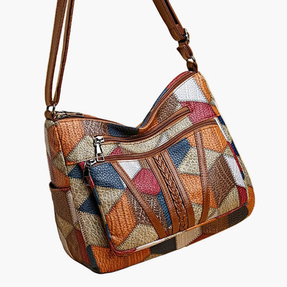 Damen Umhängetasche Patchwork Vintage Stil – Modische Schultertasche für Alltag und Freizeit