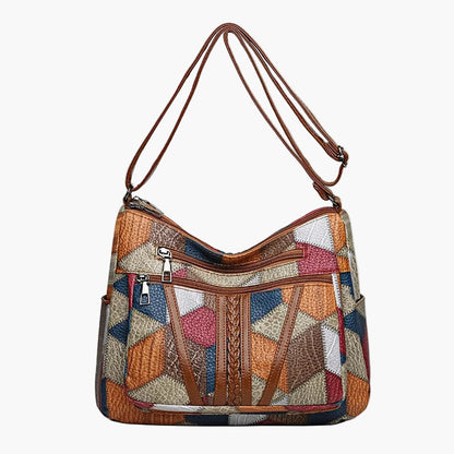 Damen Umhängetasche Patchwork Vintage Stil – Modische Schultertasche für Alltag und Freizeit