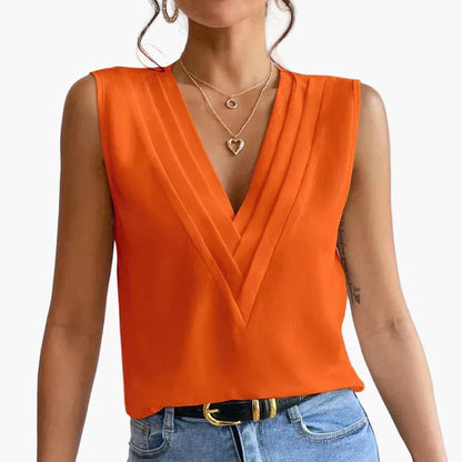 Damen Elegante Ärmellose Bluse mit V-Ausschnitt – Stilvoll für Büro und Alltag