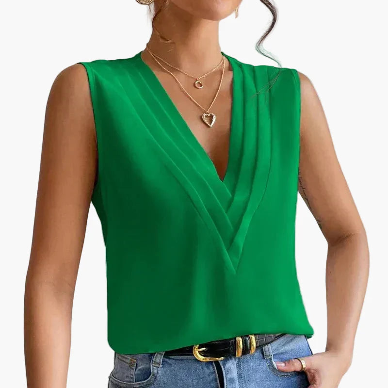 Damen Elegante Ärmellose Bluse mit V-Ausschnitt – Stilvoll für Büro und Alltag