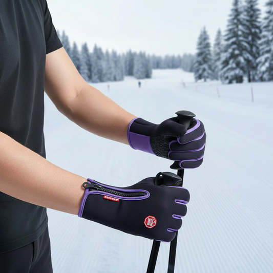 Winter Sporthandschuhe mit Reißverschluss, Touchscreen-Funktion & rutschfester Handfläche
