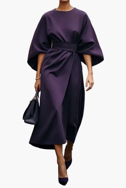 Damen Midi-Kleid mit eleganten Laternenärmeln – Stilvoll für Business & festliche Anlässe