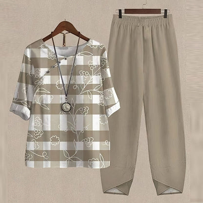 Damen zweiteiliges Freizeit-Set mit lockerem Oberteil und Haremshose