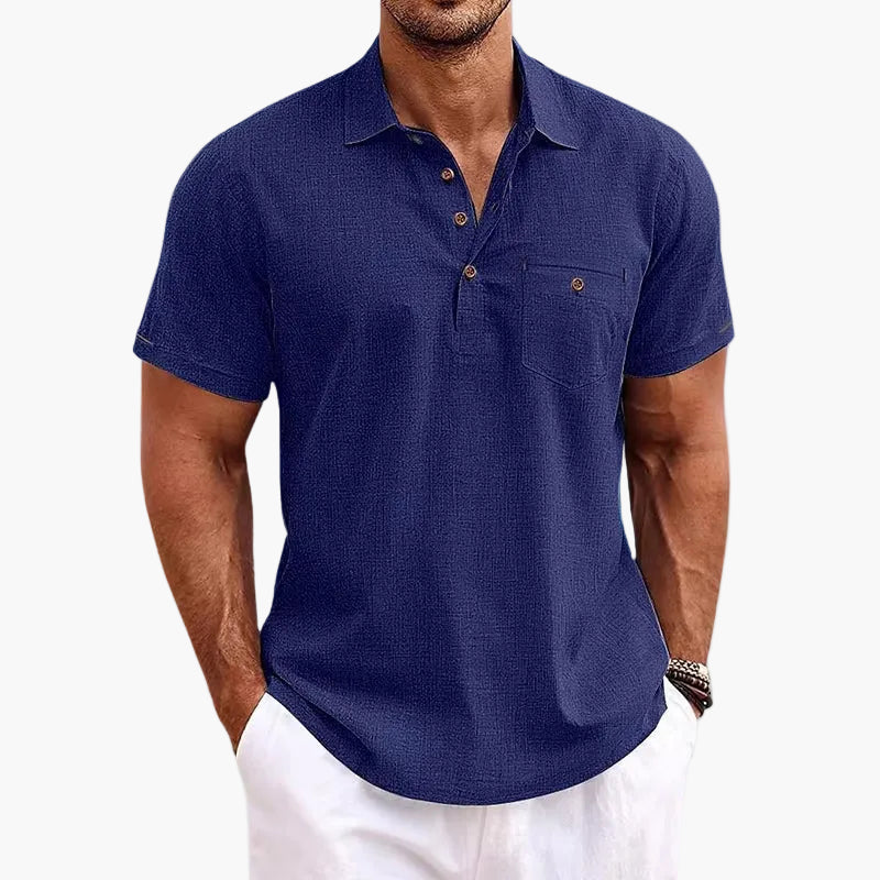 Veganes Leinen-Poloshirt für Herren – klassischer Casual-Stil für den Sommer und den Alltag