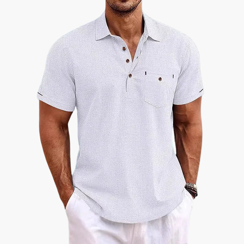 Veganes Leinen-Poloshirt für Herren – klassischer Casual-Stil für den Sommer und den Alltag