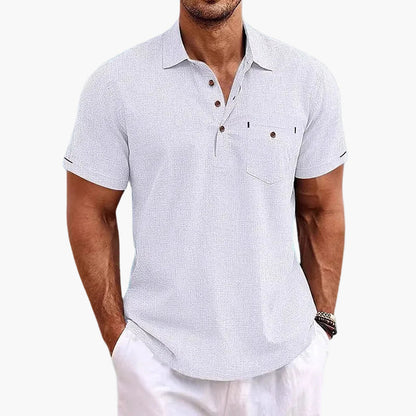 Veganes Leinen-Poloshirt für Herren – klassischer Casual-Stil für den Sommer und den Alltag