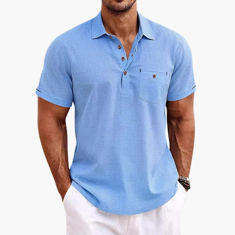 Veganes Leinen-Poloshirt für Herren – klassischer Casual-Stil für den Sommer und den Alltag