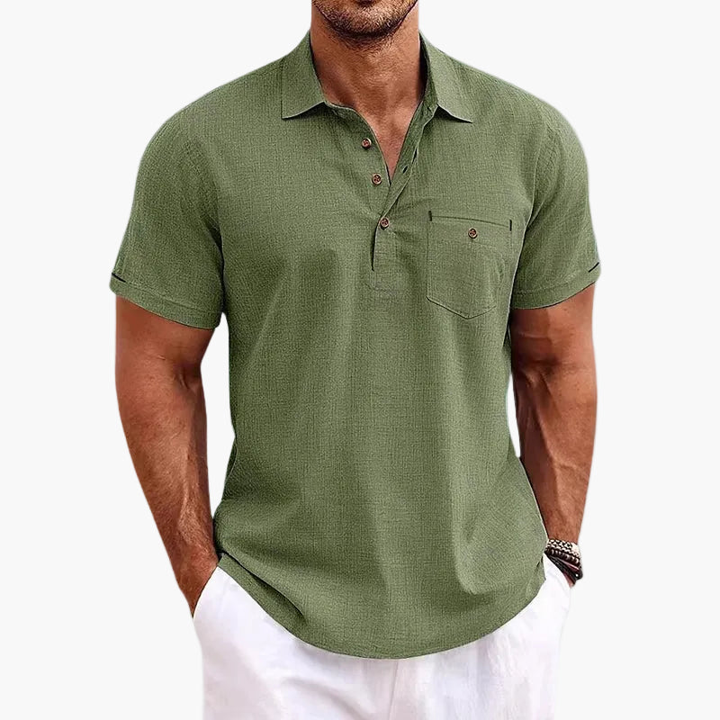 Veganes Leinen-Poloshirt für Herren – klassischer Casual-Stil für den Sommer und den Alltag