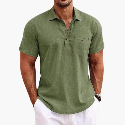 Veganes Leinen-Poloshirt für Herren – klassischer Casual-Stil für den Sommer und den Alltag