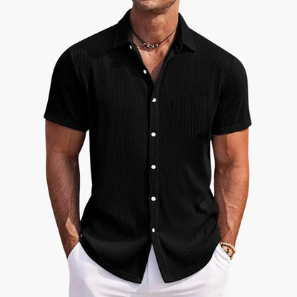 Herren Kurzarm Freizeithemd mit Streifen und Brusttasche – Elegantes Sommerhemd für Alltag & Events