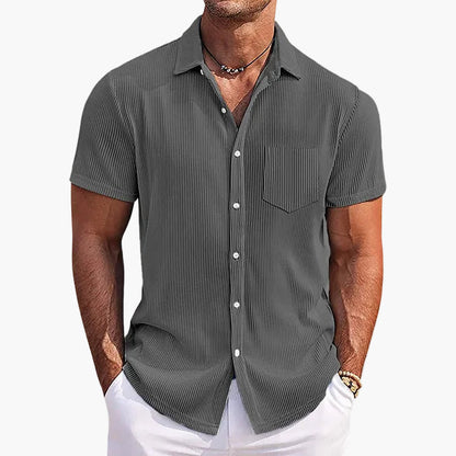 Herren Kurzarm Freizeithemd mit Streifen und Brusttasche – Elegantes Sommerhemd für Alltag & Events