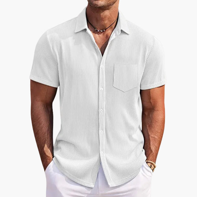 Herren Kurzarm Freizeithemd mit Streifen und Brusttasche – Elegantes Sommerhemd für Alltag & Events