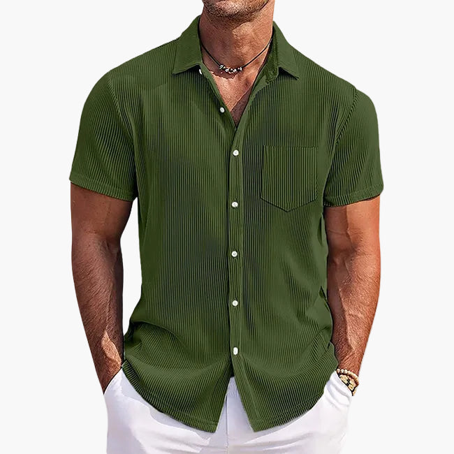 Herren Kurzarm Freizeithemd mit Streifen und Brusttasche – Elegantes Sommerhemd für Alltag & Events