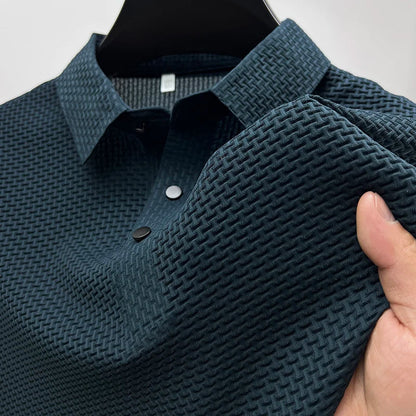 Herren Polohemd Modern Strukturiert Kurzarm Freizeit Eleganz