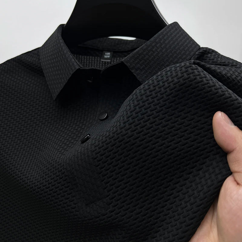 Herren Polohemd Modern Strukturiert Kurzarm Freizeit Eleganz