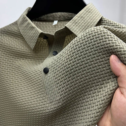 Herren Polohemd Modern Strukturiert Kurzarm Freizeit Eleganz