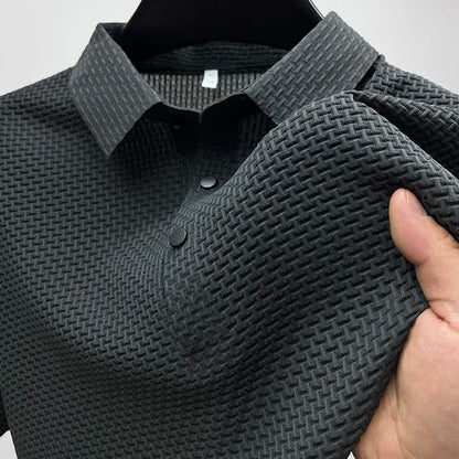 Herren Polohemd Modern Strukturiert Kurzarm Freizeit Eleganz