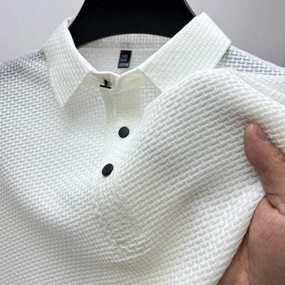 Herren Polohemd Modern Strukturiert Kurzarm Freizeit Eleganz
