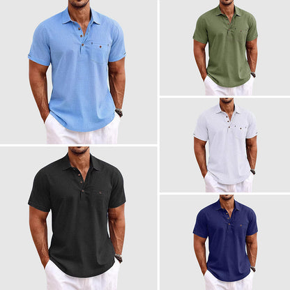 Veganes Leinen-Poloshirt für Herren – klassischer Casual-Stil für den Sommer und den Alltag