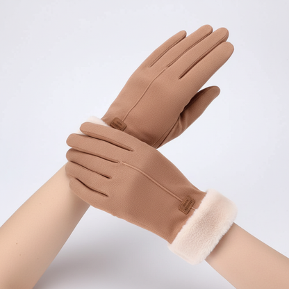 Damen Winterhandschuhe mit weichem Futter und Kunstpelzbesatz