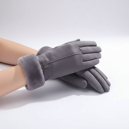 Damen Winterhandschuhe mit weichem Futter und Kunstpelzbesatz