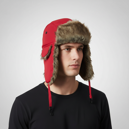 Unisex Winter Trappermütze mit Ohrenklappen und Kunstfellfutter
