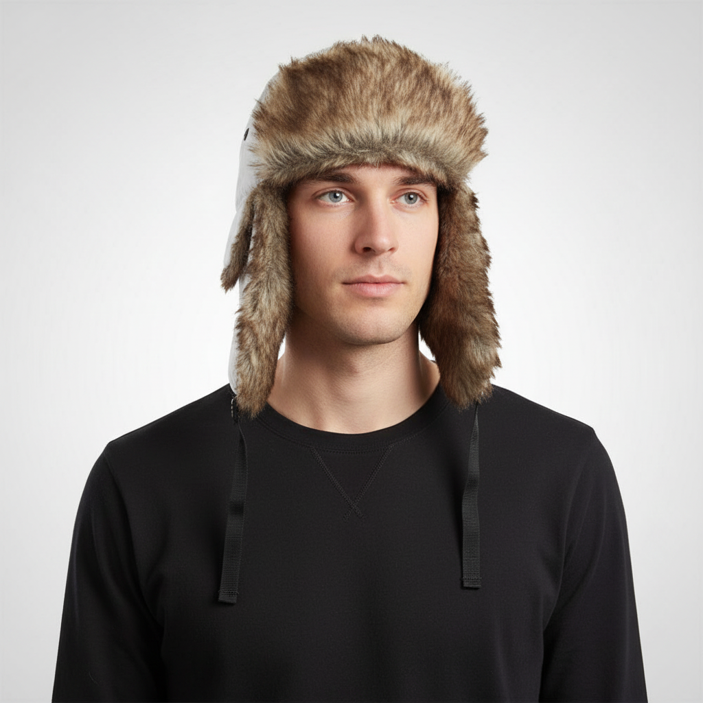 Unisex Winter Trappermütze mit Ohrenklappen und Kunstfellfutter