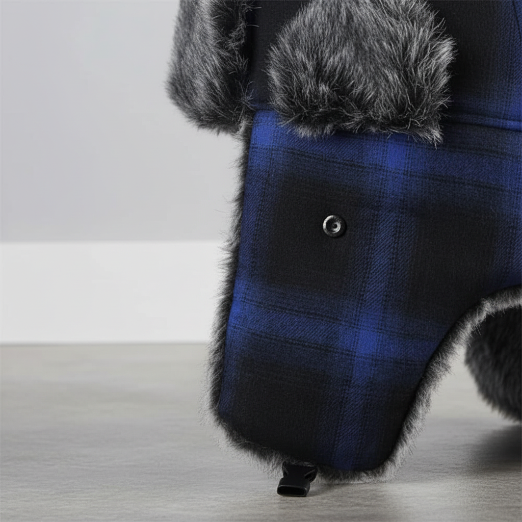 Unisex Winter Trappermütze mit Ohrenklappen und Kunstfellfutter