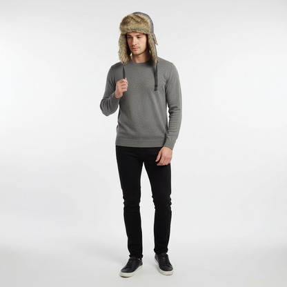 Unisex Winter Trappermütze mit Ohrenklappen und Kunstfellfutter