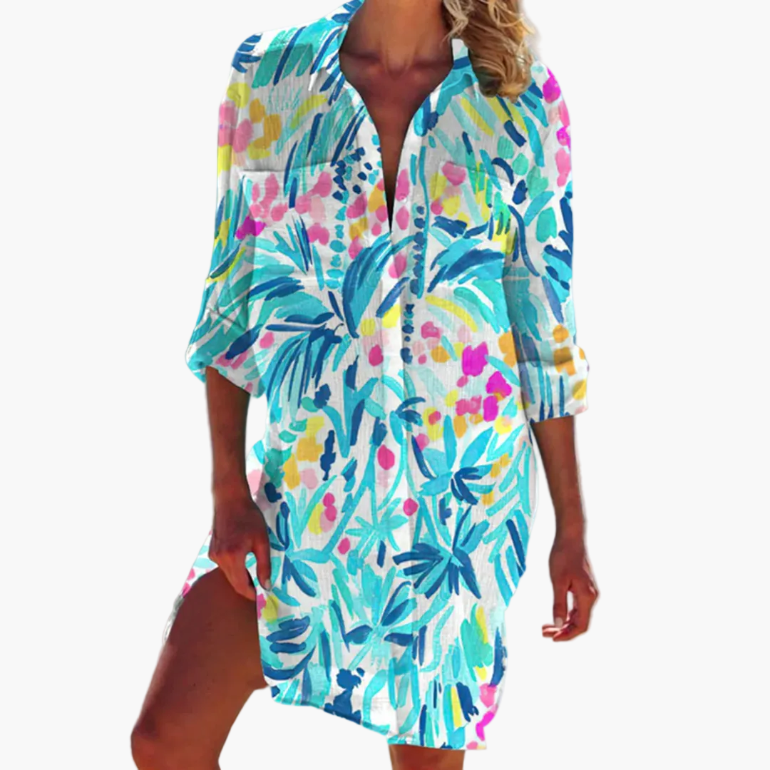 Damen Tunika Kleid im Boho Stil – Lässige Hemdblusenkleid für Alltag und Freizeit