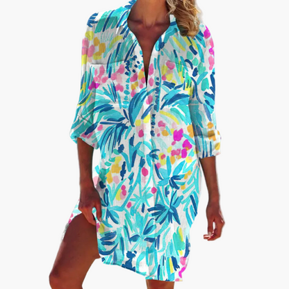 Damen Tunika Kleid im Boho Stil – Lässige Hemdblusenkleid für Alltag und Freizeit