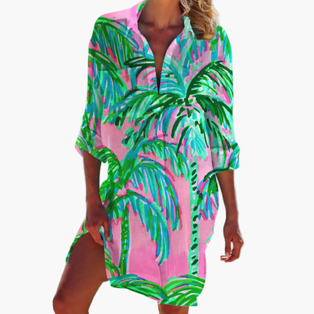 Damen Tunika Kleid im Boho Stil – Lässige Hemdblusenkleid für Alltag und Freizeit