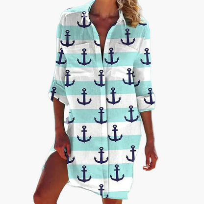 Damen Tunika Kleid im Boho Stil – Lässige Hemdblusenkleid für Alltag und Freizeit