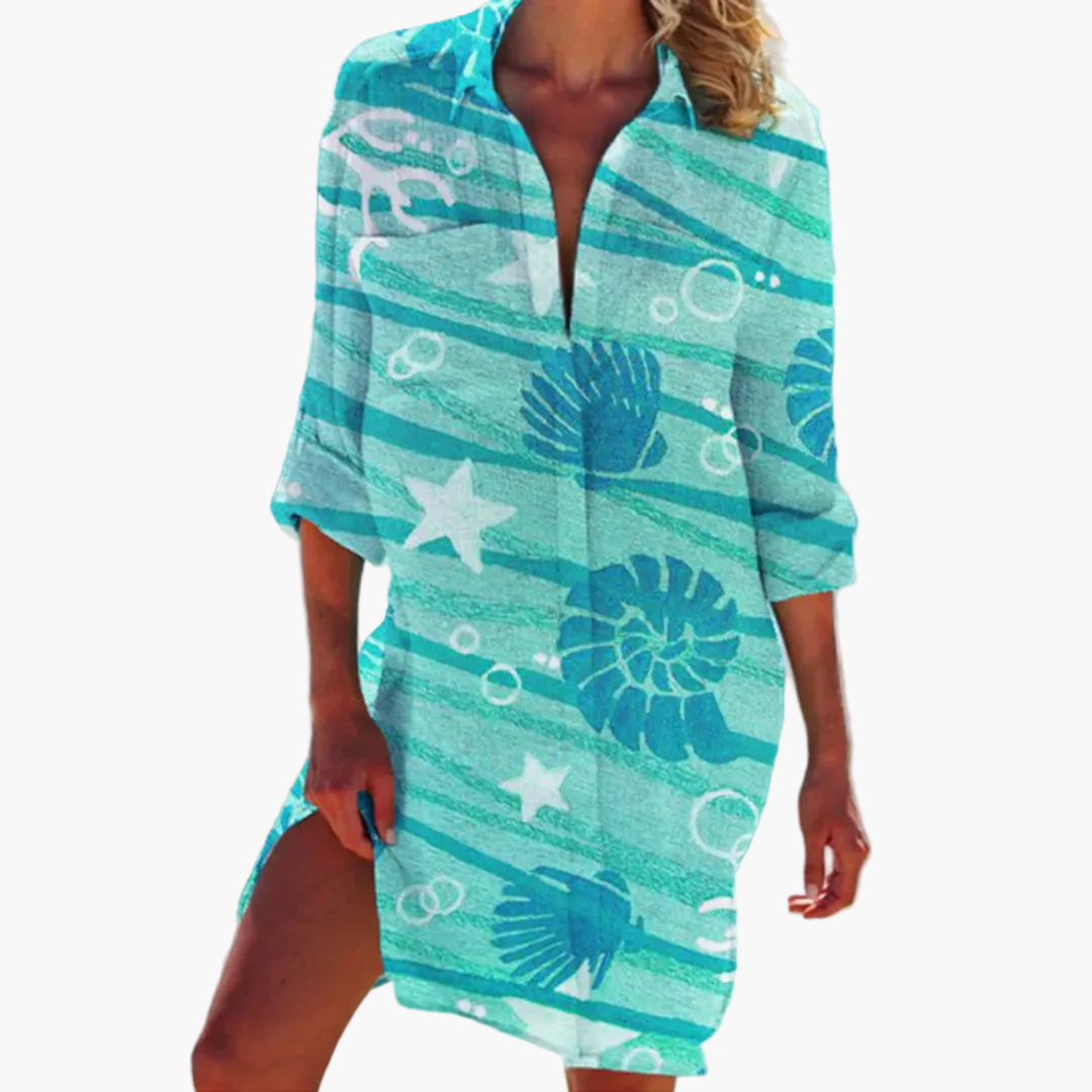 Damen Tunika Kleid im Boho Stil – Lässige Hemdblusenkleid für Alltag und Freizeit