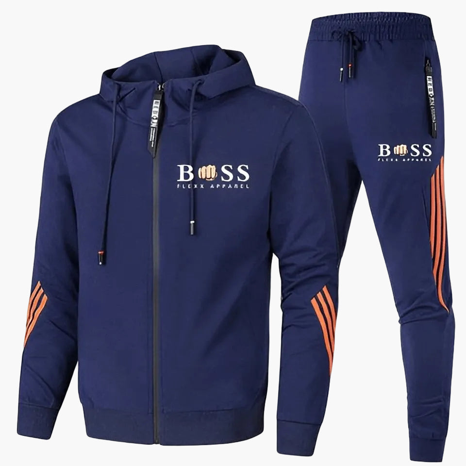 Sportlicher Herren-Trainingsanzug mit Kapuzenjacke und Kontrastdetails