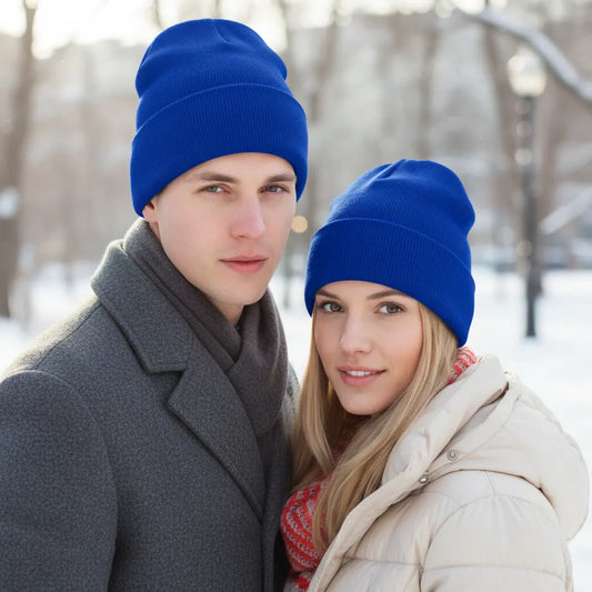 Unisex Mütze Gerippt Winter Beanie mit Umschlag in verschiedenen Farben
