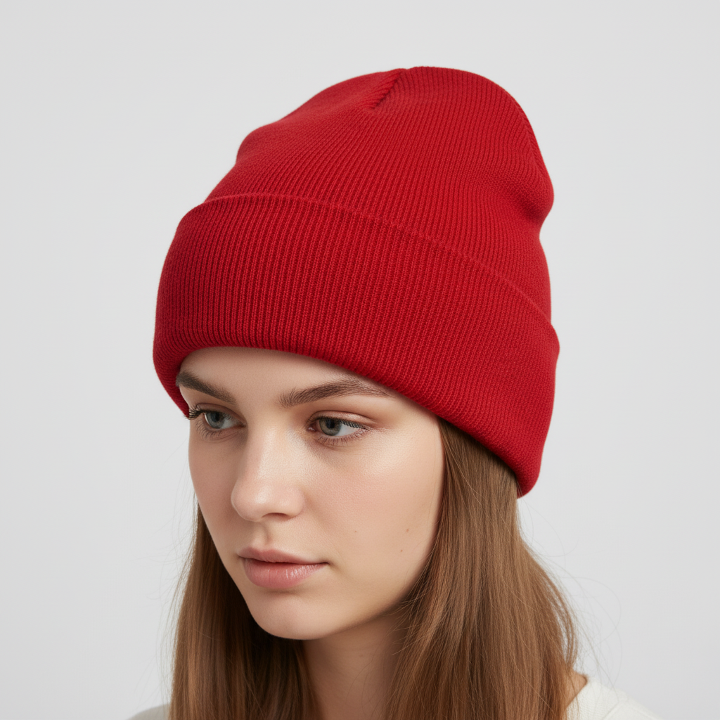 Unisex Mütze Gerippt Winter Beanie mit Umschlag in verschiedenen Farben